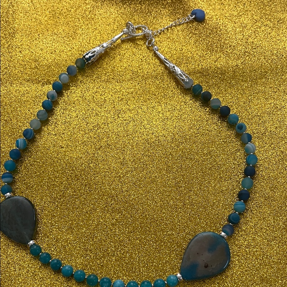 Elegant Blue and Green Beaded Necklace